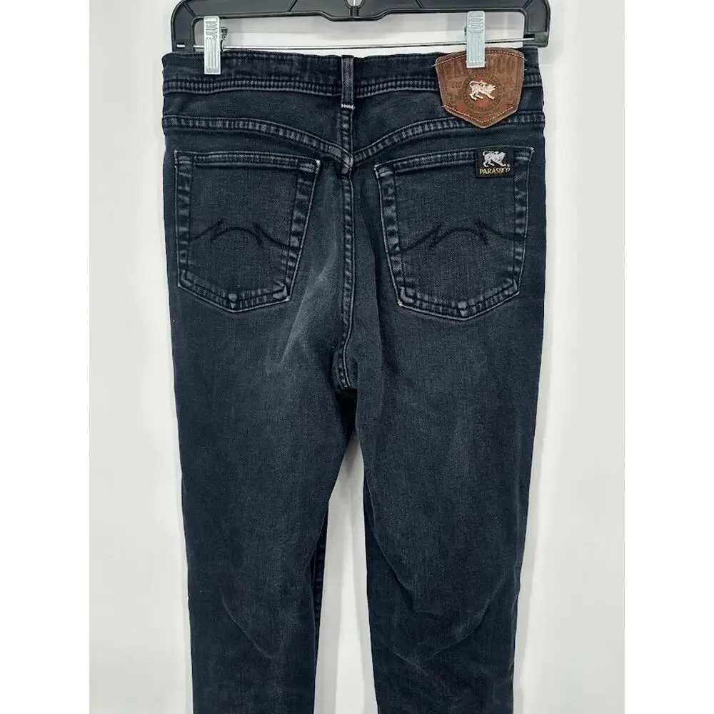 Vintage Y2K PARASUCO Skinny Jeans Black Stretch Denim Womens Size 30 Streetwear